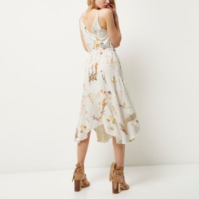 Cream floral print slip dress